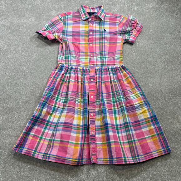 Polo by Ralph Lauren Other - Polo Ralph Lauren Plaid Cotton Madras Shirtdress Pink Girls Sz 16 Preppy School